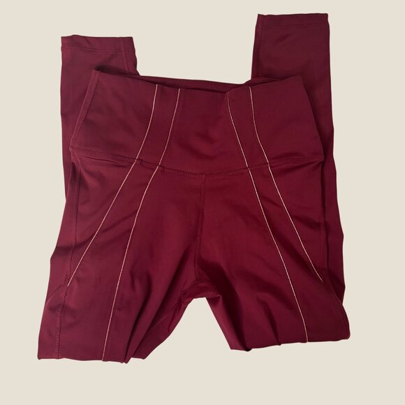 Nike Yoga Garnet Maroon and Gold Dri-Fit 7/8 Leggings Size M - Picture 6 of 6